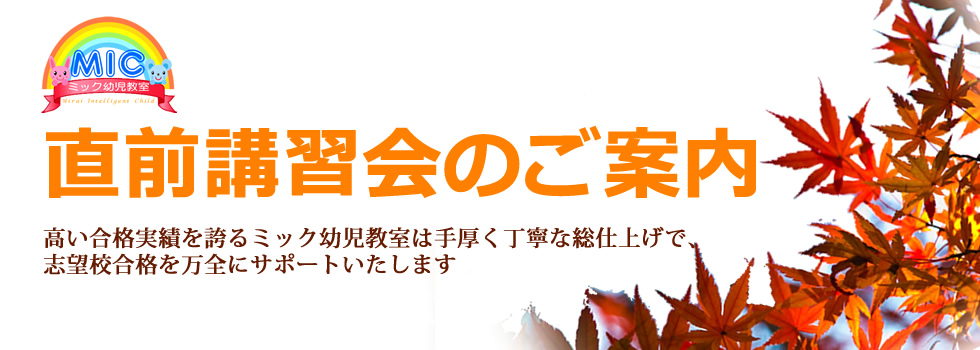 小学校受験・幼稚園受験の秋期・直前講習｜ミック幼児教室